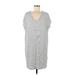 Daily Ritual Casual Dress - Shift V Neck Short sleeves: Gray Print Dresses - Women's Size Medium