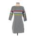 Express Casual Dress - Mini Crew Neck 3/4 sleeves: Gray Color Block Dresses - New - Women's Size X-Small