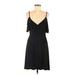 Socialite Casual Dress - Wrap V-Neck Sleeveless: Black Solid Dresses - Women's Size Medium