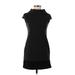 Express Casual Dress - Sheath Mock Short sleeves: Black Solid Dresses - Women's Size X-Small