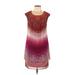 Studio One Casual Dress - Shift Scoop Neck Short sleeves: Burgundy Dresses - Women's Size 14