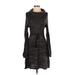 Calvin Klein Casual Dress - Sweater Dress High Neck Long sleeves: Gray Print Dresses - Women's Size Small