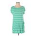 Pink Blush Casual Dress - Shift Scoop Neck Short sleeves: Green Print Dresses - Women's Size Small