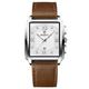 RORIOS Men's Square Watch Waterproof Quartz Wrist Watch Simple Vintage Wristwatch Elegant Diamond Watch Date Calendar Luminous with Leather Strap White Brown