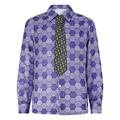 Mens Joker Costume Heath Ledger Cosplay Shirt Adult Button Down Hexagon Shirt Tie Set Halloween Fancy Dress Suit S