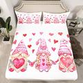 Christmas Bed Sheet Set Girls Pink Santa Claus Fitted Sheet for Kids Baby Girl Room Cute Pink Heart Love Bedding Set Xmas 3Pcs King Size