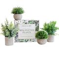 GreenCallow Artificial Plants for Home Decor Indoor. 4 Mini Plants, Rosemary Faux Plant Decor, Eucalyptus Plant, Grass Plants. Small Fake Shelf or Desk Greenery Décor