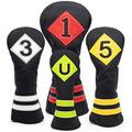 Golf Club Covers for Driver, 3 5 Fairway Woods, Hybrids - 4pcs Golf Headcovers Set - Golf Driver Headcover, Fairway Woods, Hybrid Cover Headcover for Men Golfer