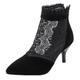 Lizoleor Women Kitten Heels Chelsea Ankle Boots Formal Winter Patent Lace Up Biker Boots Warm Work Dress Shoes Suede Mesh Booties XiuHuaLong Size 5 UK/39