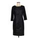 Beige by ECI Casual Dress - Sheath Crew Neck 3/4 sleeves: Black Print Dresses - Women's Size 6