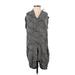 Hei Hei Casual Dress - Mini V Neck Short sleeves: Gray Dresses - Women's Size X-Small