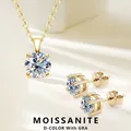 Lnngy-Ensemble de bijoux en diamant Moissanite pour femmes collier pendentif certificat GRA