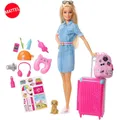 Mattel Barbie-Beurre de voyage original avec valise accessoires de sac à dos jouets pour filles