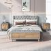 Corrigan Studio® 4-Pieces Bedroom Sets Queen Size Upholstered Platform Bed w/ Two Nightstands & Storage Bench Upholstered in Gray | Wayfair