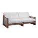 Hokku Designs Auburnvale 86" Wide Outdoor Teak Patio Sofa w/ Cushions Wood/Natural Hardwoods in Brown/Gray/White | 35 H x 86 W x 38 D in | Wayfair