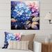 Winston Porter Blue Pink Hydrangea Hydrangea Whispers - Floral Metal Wall Art Metal in Blue/Pink | 16 H x 16 W x 1 D in | Wayfair