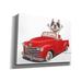 Trinx Red Barrel Studio® 'Happy Boston Terrier In Red Truck' By Danny Gordon Art Canvas in Red/White | 12 H x 16 W x 0.75 D in | Wayfair