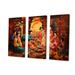 Charlton Home® Asian Art Festive Celebration On Canvas 3 Pieces Print Metal in Blue/Green/Orange | 32 H x 48 W x 1 D in | Wayfair