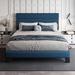 Ebern Designs Jerriann Slat Bed Upholstered/Metal in Blue | 43.3 H x 60.6 W x 82.2 D in | Wayfair 8E35233170384942B80B868B8B8BEC0F