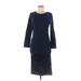 Missufe Casual Dress - Sheath: Blue Solid Dresses - Women's Size Medium