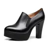 Deep Mouth Plateau-Pumps, Blockabsatz-Schuhe, 2025, Herbst-Split-Lederschuhe, Damen-High-Heels, Büro-Party-Schuh, 41 42 43