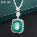 Luxury Vintage 20*23mm Emerald Pendant Tennis Chain Necklace for Women Lab Diamond Cocktail Party