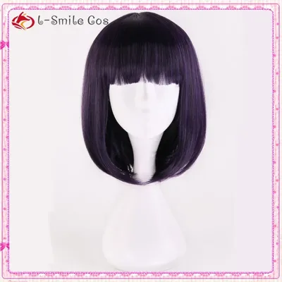 Sailor Saturn Perücke Cosplay Perücken Tomoe Hotaru 35cm Lila Schwarz Mischen Kurze Bobo Image