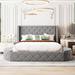 Queen Size Deluxe Edition Velvet Upholstered Platform Bed with Wingback Headboard and Drawer & 2 Side Storage Stool