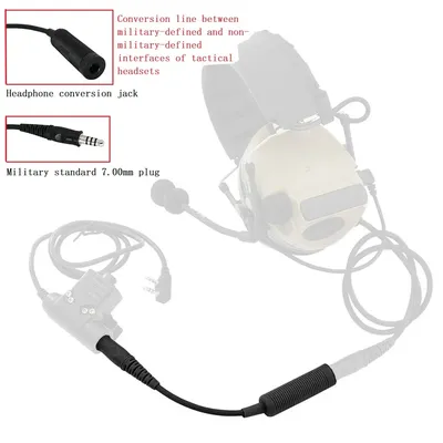 U-174 Kabeladapter, taktischer Headset-Adapter, NATO/Militär-zu-Zivil-Kabeladapter für Pelto Image