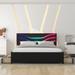 Queen Size Wood Storage Platform Bed with 4 Drawers and Headboard with LED Lights