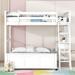 Full Over Full Bunk Beds Wood Platform Bed w/ Desk & Ladder Unisex