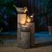Glitzhome 31"H 3-Tier Faux Pebbles Birds Basin Outdoor Floor Fountain with LED Lights