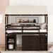 Twin Size Loft Bed Wood Platform Bed w/ Rolling Cabinet, Shelf & Tent