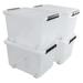 MYXIO Set of 4 Large Plastic Storage Box with Lid 30 L Latching Storage Box Bin Clear