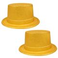 2pcs Glitter Fedora Hat Performance Hat Party Cosplay Magician Party Supllies (Golden)