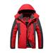 QUYUON Coatigan Jackets for Women Outdoor Sprint Coat with Plush and Thickened Windproof Cycling Warm Cotton Coat Hooded Coat Fall Outfits Fashion Jackets Red L