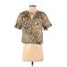 Banana Republic Short Sleeve Blouse: Tan Tops - Women's Size 2X-Small Petite