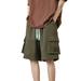 WEAIXIMIUNG Mens Khaki Shorts Tennis Shorts for Men Summer Men s Shorts Elastic Waistband Drawstring Casual Loose Straight Pants Men s Work Shorts