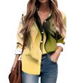 Ydkzymd S Womens Blouses Yellow Tie Dye Color Block Medium Compression Shirt Womens Button Down Lapel Satin Marble Long Sleeve Womens Dressy Tops