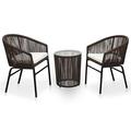 vidaXL 3 Piece Bistro Set with Cushions PVC Rattan Brown 48139