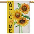 Summer Garden Flag Sunflower Welcome Flag Double Sided Vertical Burlap Yard Outdoor Decor 28x40 Inch