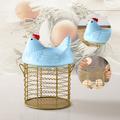 amlbb Egg Storage Container Colorful Design Eggs Basket Ceramic Chicken-Shaped Lid Round Wire Basket Bottom And Handle
