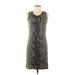 Calvin Klein Casual Dress - Sheath Scoop Neck Sleeveless: Gray Snake Print Dresses - Women's Size Medium