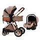 Luxury Pram Stroller Baby Carriage Coches para Bebes Baby Doll Stroller 3 in 1 Foldable High Landscape Infant Carriage Newborn Pushchair with Rain Cover (Color : Gold)