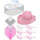 Panitay 18 Pcs Bachelorette Cowgirl Hats Set Bride Cowgirl Hat Pink Cowboy Hat Heart Sunglasses Bandana for Last Rodeo Party (Fringed)