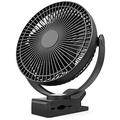 10000mAh Portable Clip on Fan, 8 inch Rechargeable Battery Operated Fan, 24 Hours Work Time, Quiet USB Fan, 4 Speeds Personal Desk Fan, Ideal for Outdoor Camping Golf Cart Home Office Black