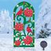 The Holiday Aisle® Justinas Poinsettia Metal Yard Garden Stake Metal in Green | 19.75 H x 9 W x 0.25 D in | Wayfair