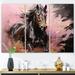 Union Rustic Pink Brown Horse Vibrant Pink Equine II On Canvas 3 Pieces Print Metal in Brown/Pink | 40 H x 60 W x 1 D in | Wayfair