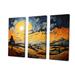 Millwood Pines Countryside Yellow & Blue Hills Patchwork I On Canvas 3 Pieces Print Metal in Blue/Yellow | 32 H x 48 W x 1 D in | Wayfair
