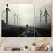 Gracie Oaks Wind Turbines Elemental Forces III On Canvas 3 Pieces Print Metal in Gray | 32 H x 48 W x 1 D in | Wayfair
